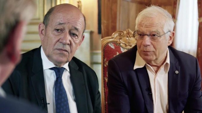 Los ministros de Exteriores de España y de Francia, Josep Borrell y Jean-Yves Le Drian